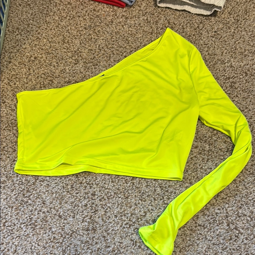 One-Shoulder Neon Green Top